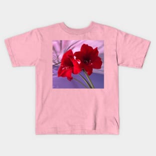 Red Amaryllis Flowers Kids T-Shirt